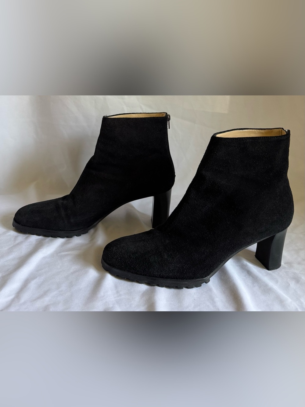 LOFT Ann Taylor Black Suede Ankle Boots Rubber Platform Sole 8.5M
